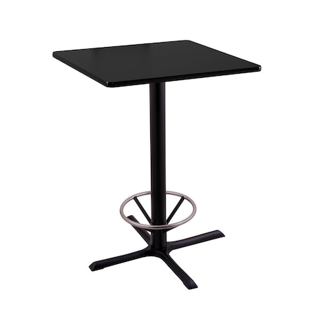 Holland Bar Stool Co 42" 211 Black Table, 30" x 30" Square Top, Foot Ring 211-3042BW30SQFTRG
